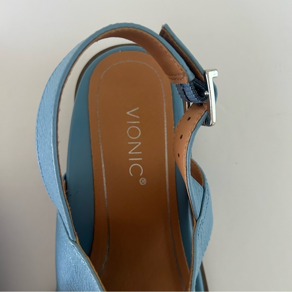 Vionic Ella Thong Sandal Shoe Leather Slingback Arch Support Ice Blue Size 5 - Picture 9 of 14